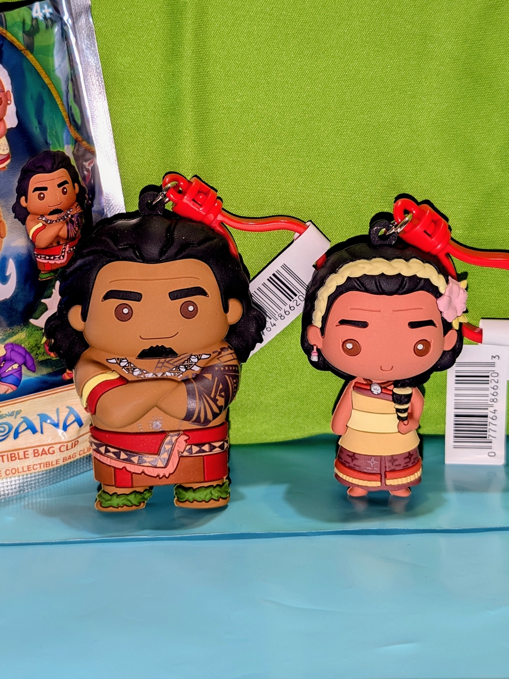 Disney Moana Red and Tan PVC Character Bag Clip Duo